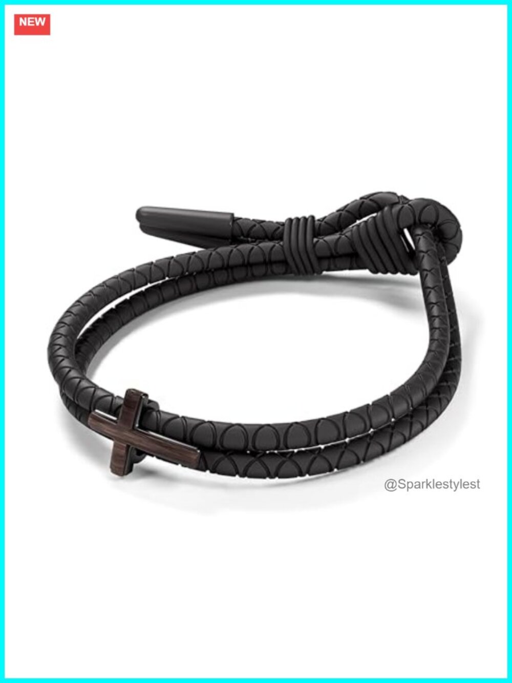 FlexTech Adjustable Silicone Braided Rope Bracelet Stainless Steel Christian